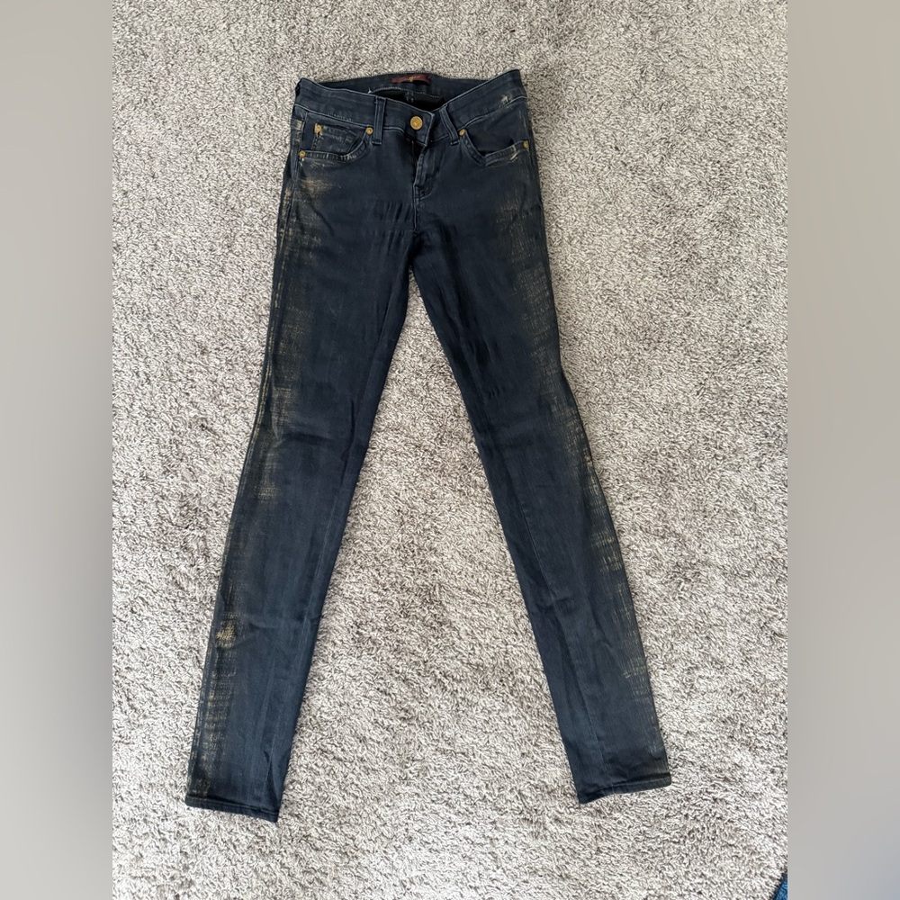 7 For All Mankind Black Skinny Jeans